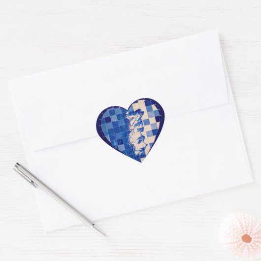Azulejo Portugal Heart Sticker – Blue Tile Portugu (Envelop)