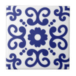 Azulejo Portugal Mediterranean Blue White 03 Tegeltje<br><div class="desc">Stijlvol Azulejo Portugees mediterraan model keramische tegel blauw op een witte achtergrond. Ideaal voor een nieuwe zijkant om de binnenste ontwerpbacksplash te voelen.</div>