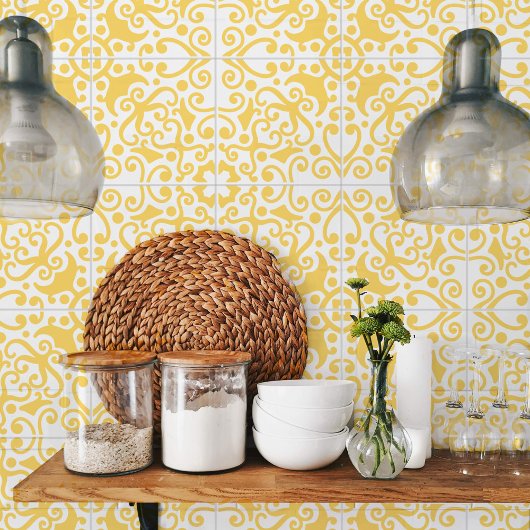 Azulejo Portugal Mediterranean Yellow White 3 Tegeltje