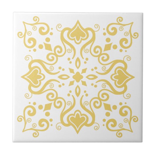 Azulejo Portugal Mediterranean Yellow White A01a Tegeltje (Voorkant)