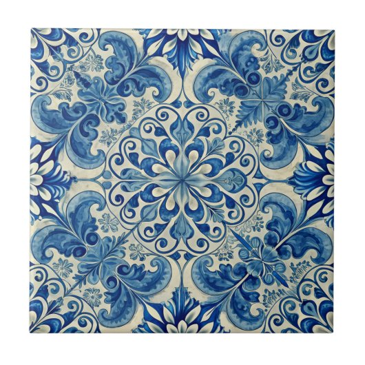  Azulejo Portugees Blauw Patroon Tegeltje (Voorkant)