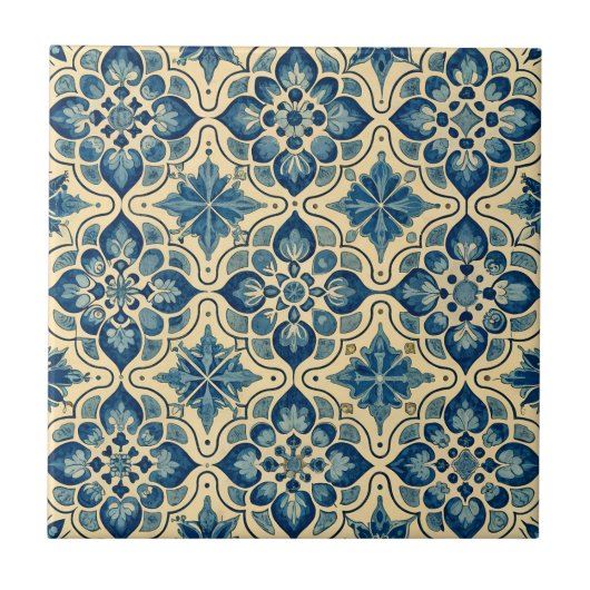  Azulejo Portugees Blauw Patroon Tegeltje (Voorkant)