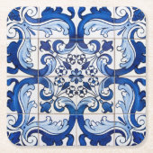 Azulejo Portugees Glazed Tegel Pattern Kartonnen Onderzetters (Voorkant)