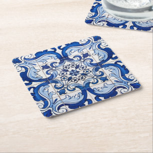 Azulejo Portugees Glazed Tiles Pattern Kartonnen Onderzetters