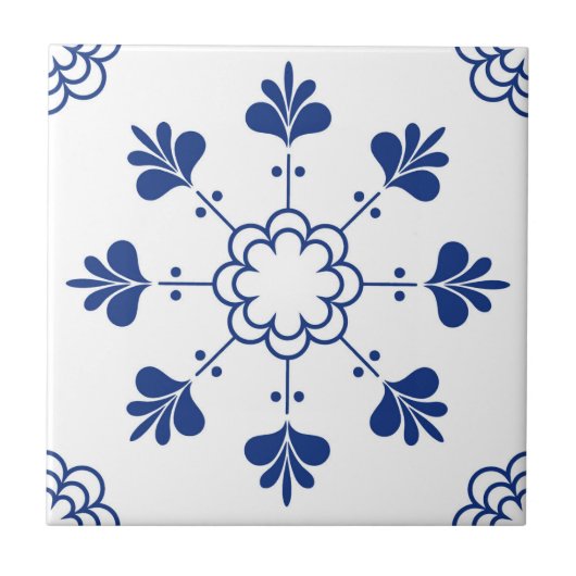 Azulejo Portugees Mediterraan Blauw Wit Tegeltje (Voorkant)