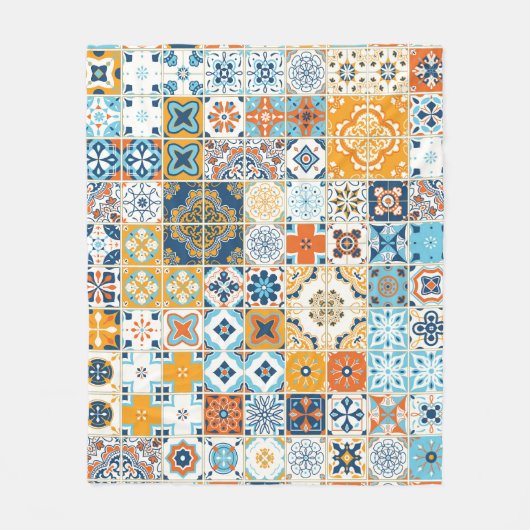 Azulejo Portugees Tegels: Multicolor Fleece Deken (Voorkant)