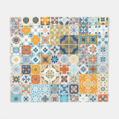 Azulejo Portugees Tegels: Multicolor Fleece Deken (Voorkant (Horizontaal))