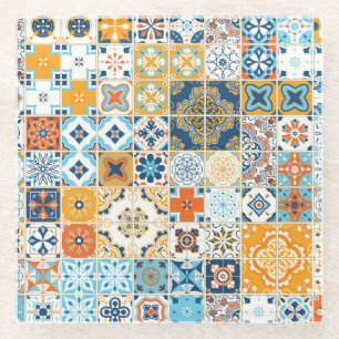 Azulejo Portugees Tegels: Multicolor Glazen Onderzetter