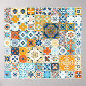 Azulejo Portugees Tegels: Multicolor Poster (Voorkant)