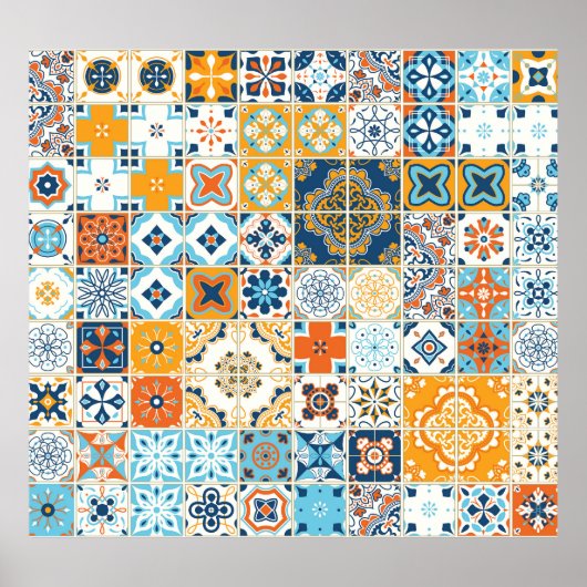 Azulejo Portugees Tegels: Multicolor  Poster (Voorkant)