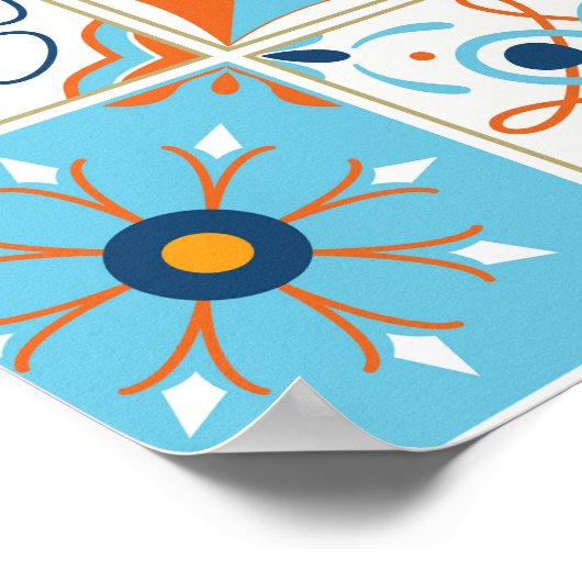 Azulejo Portugees Tegels: Multicolor Poster (Hoek)
