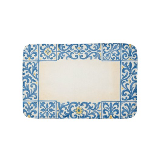 Azulejo Portugese stilstaande aquarelontwerp Badmat (Voorkant)