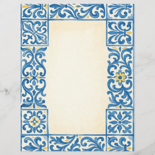 Azulejo Portugese stilstaande aquarelontwerp Flyer (Voorkant)