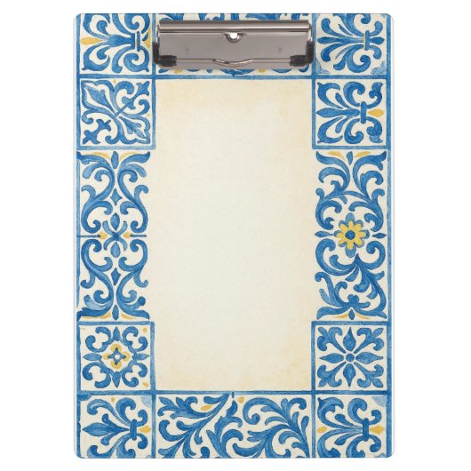 Azulejo Portugese stilstaande aquarelontwerp Klembord (Voorkant)