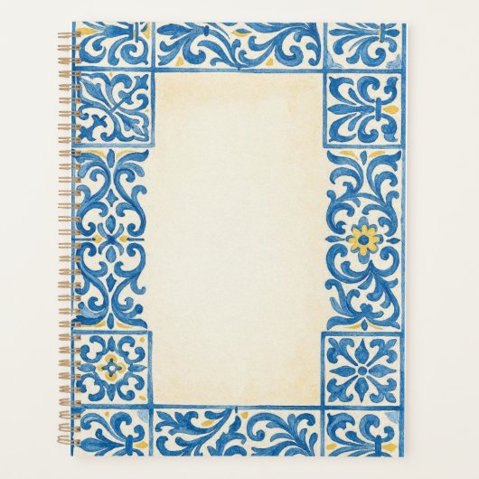 Azulejo Portugese stilstaande aquarelontwerp Planner (Voorkant)