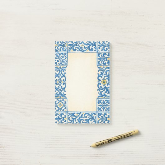 Azulejo Portugese stilstaande aquarelontwerp Post-it® Notes (Op bureau)