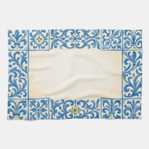 Azulejo Portugese stilstaande aquarelontwerp Theedoek