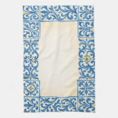 Azulejo Portugese stilstaande aquarelontwerp Theedoek (Verticaal)