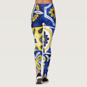 Azulejo Portugese Vintage Square Blue Yellow Leggings (Achterkant)