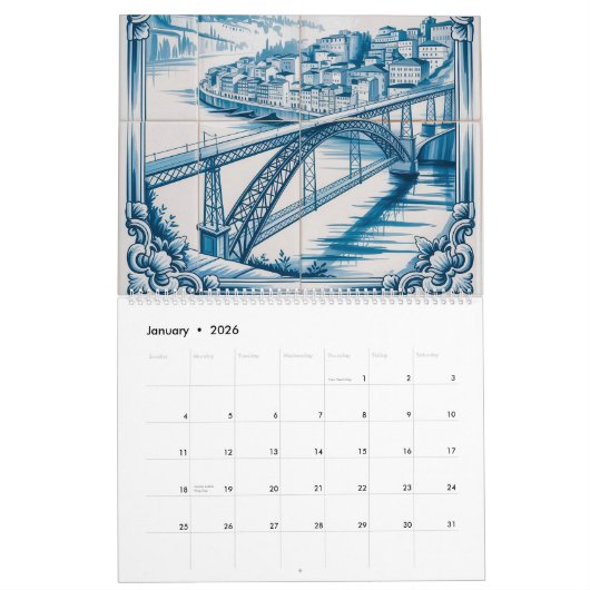 Azulejo Romance Portuguese Art Calendar 2026 Kalender (Jan 2026)