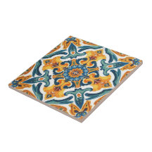 Azulejo sinaasappel en groen mozaïek vintage bulk