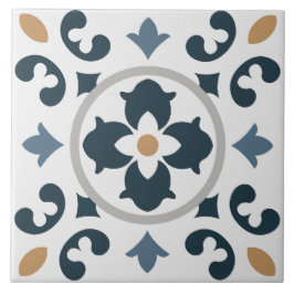 Azulejo Spaans mediterraan blauw, wit, bruin Tegeltje