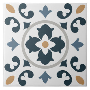 Azulejo Spaans mediterraan blauw, wit, bruin Tegeltje