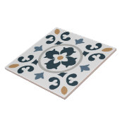 Azulejo Spaans mediterraan blauw, wit, bruin Tegeltje (Zijkant)