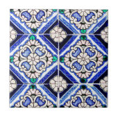 Azulejo Spaans Pattern Tiles Navy Blue White Tegeltje (Voorkant)