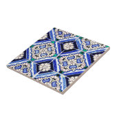 Azulejo Spaans Pattern Tiles Navy Blue White Tegeltje (Zijkant)