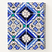 Azulejo Spanish Pattern Tiles Navy White Monogram Notitieboek (Achterkant)