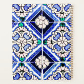 Azulejo Spanish Pattern Tiles Navy White Monogram Planner (Achterkant)
