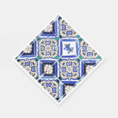 Azulejo Spanish Pattern Tiles Navy White Monogram Servet (Hoek)