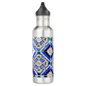 Azulejo Spanish Pattern Tiles Navy White Monogram Waterfles (Rechts)