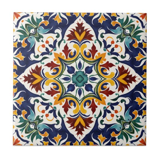 Azulejo Talavera blauw Mediterraans bruiloft gunst Tegeltje (Voorkant)