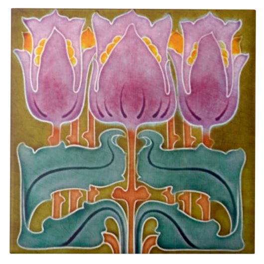 Azulejo Tegel art nouveau style decorative vuurpla Tegeltje (Voorkant)