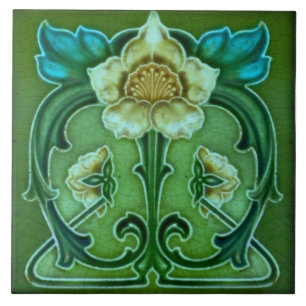 Azulejo Tegel art nouveau style decorative vuurpla Tegeltje