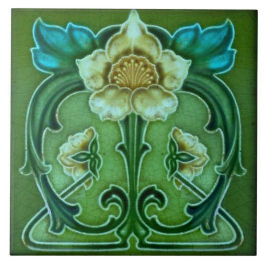 Azulejo Tegel art nouveau style decorative vuurpla Tegeltje (Voorkant)