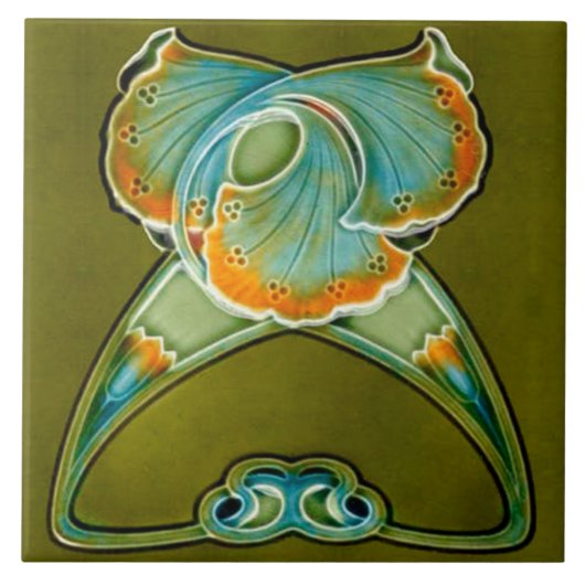 Azulejo Tegel art nouveau style decorative vuurpla Tegeltje (Voorkant)