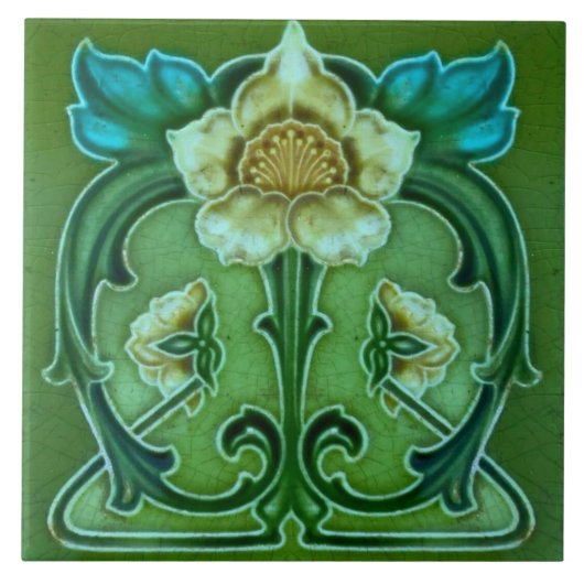 Azulejo Tegel art nouveau style decorative vuurpla Tegeltje (Voorkant)