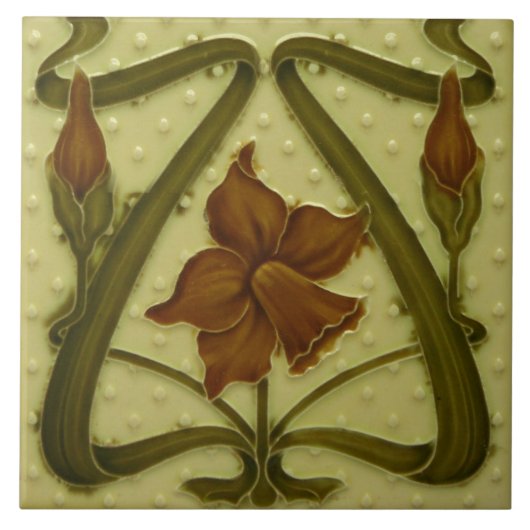 Azulejo Tegel art nouveau style decorative vuurpla Tegeltje (Voorkant)