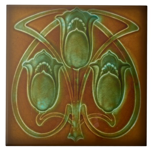 Azulejo Tegel art nouveau style decorative vuurpla Tegeltje (Voorkant)