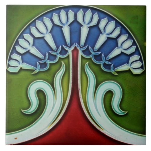 Azulejo Tegel art nouveau style decorative vuurpla Tegeltje (Voorkant)