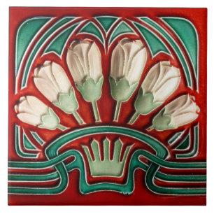 Azulejo Tegel art nouveau style decorative vuurpla Tegeltje