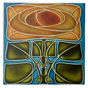 Azulejo Tegel art nouveau style decorative vuurpla Tegeltje