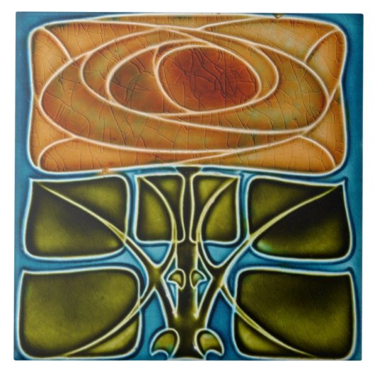 Azulejo Tegel art nouveau style decorative vuurpla Tegeltje (Voorkant)