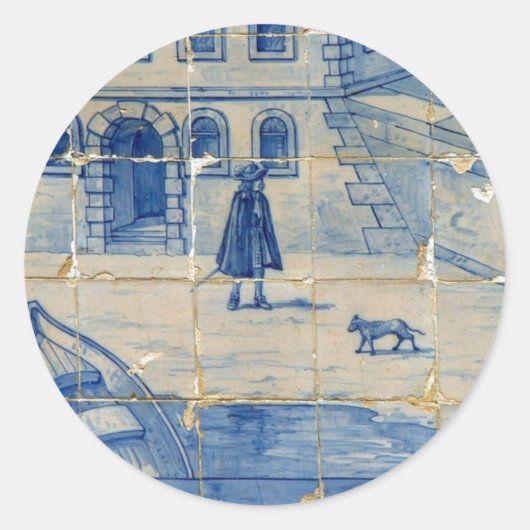 Azulejo-tegel Ronde Sticker (Voorkant)