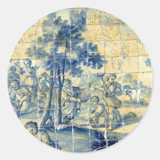 Azulejo-tegel Ronde Sticker (Voorkant)