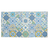 Azulejo-tegels in blauw en geel kussensloop (Voorkant-Links)