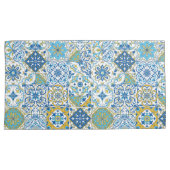 Azulejo-tegels in blauw en geel kussensloop (Voorkant-Rechts)